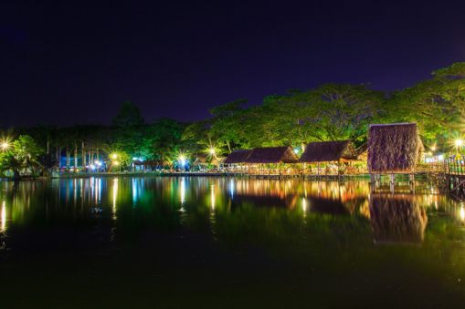 lake-in-the-night,-Can-Tho-City,-Viet-Nam